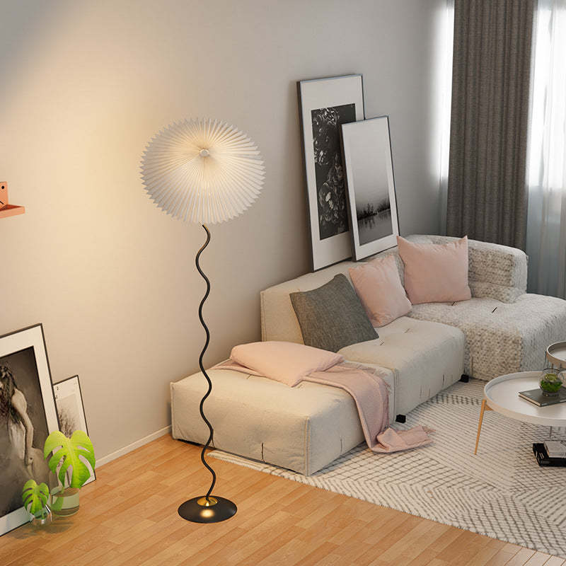 Japanese Fabric Iron Umbrella Floor Lamp