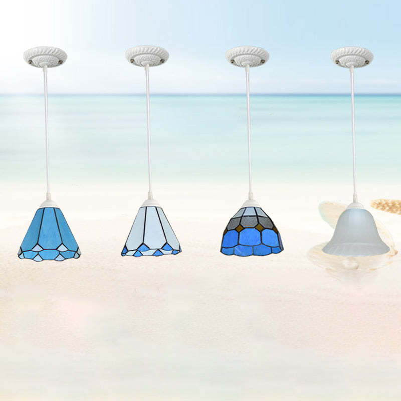 Traditional Tiffany Glass Pendant Light — White / Matte White / 110V-120V For US/CA