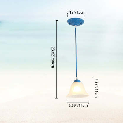 Traditional Tiffany Glass Pendant Light — Blue / White Lotus / 220V-240V For UK/AU