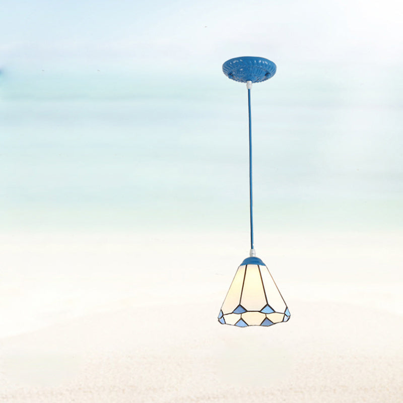 Traditional Tiffany Glass Pendant Light — White / White Lotus / 110V-120V For US/CA