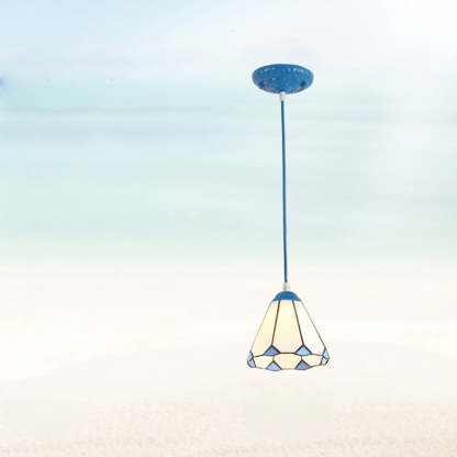 Traditional Tiffany Glass Pendant Light — White / White Lotus / 110V-120V For US/CA