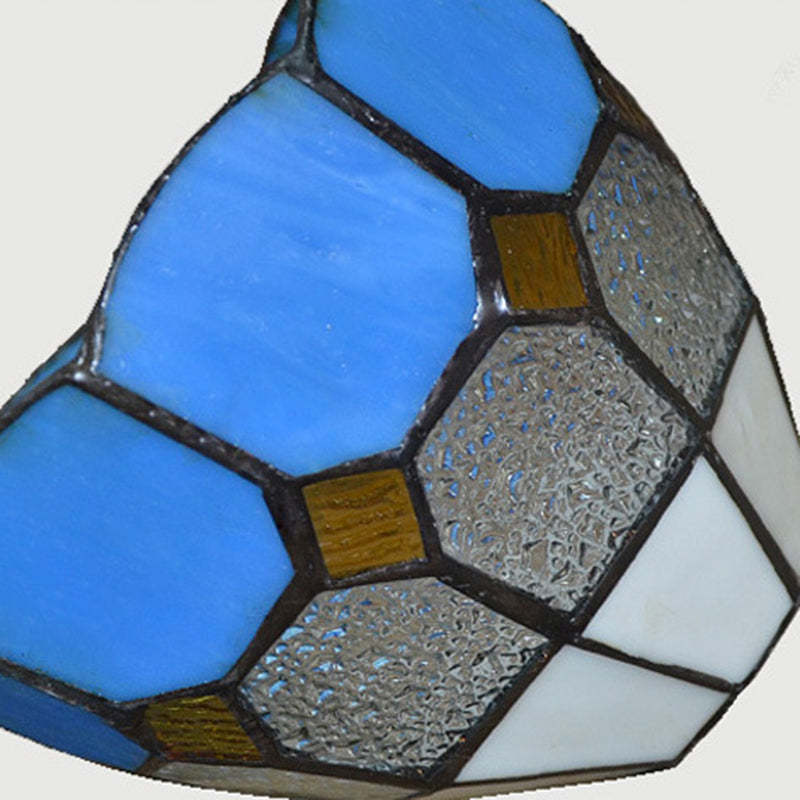 Traditional Tiffany Glass Pendant Light — Blue / Diamond Grid / 220V-240V For UK/AU