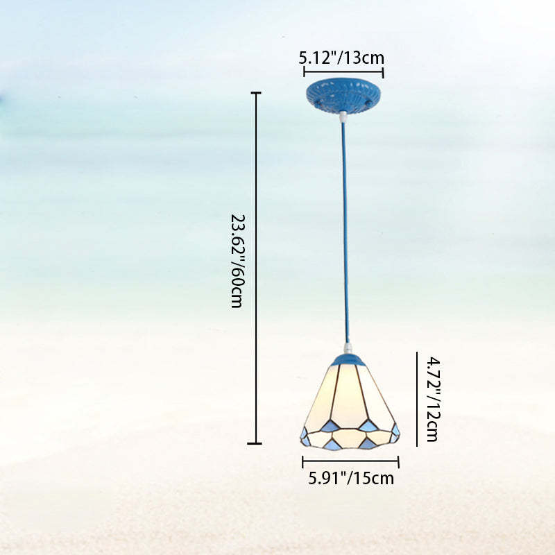 Traditional Tiffany Glass Pendant Light — Blue / Blue Sea / 110V-120V For US/CA
