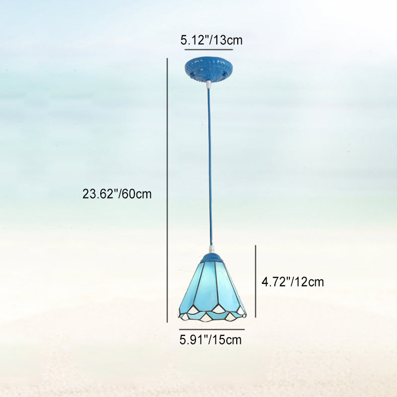 Traditional Tiffany Glass Pendant Light — Blue / Blue Sea / 220V-240V For UK/AU