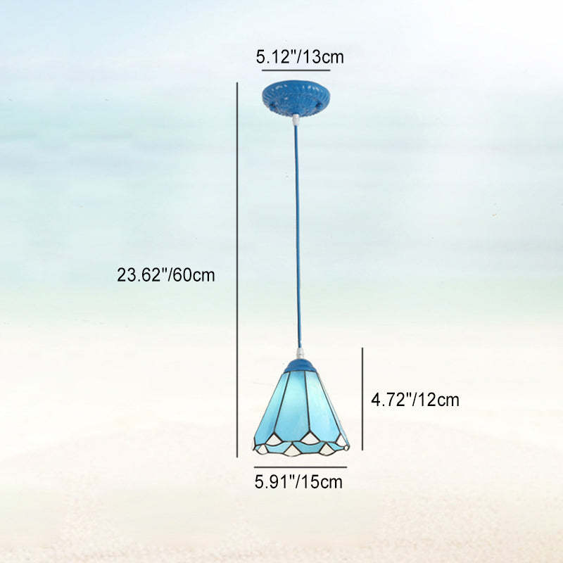 Traditional Tiffany Glass Pendant Light — Blue / Blue Sea / 220V-240V For UK/AU