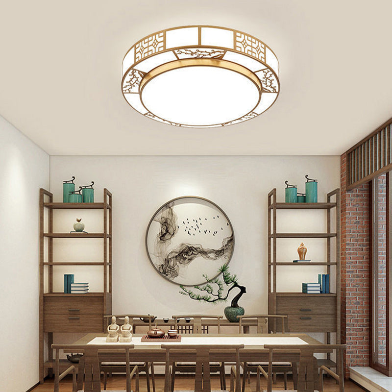 Chinese Round Plum Blossom Acrylic Aluminum LED Flush Light