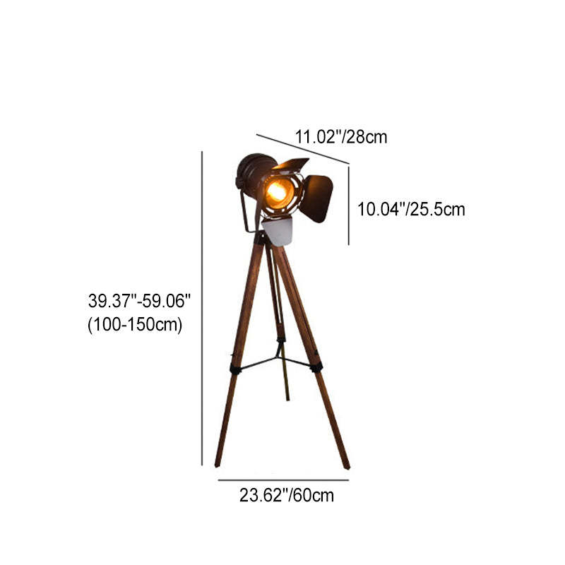 Contemporary Camera Iron Wood Floor Lamp