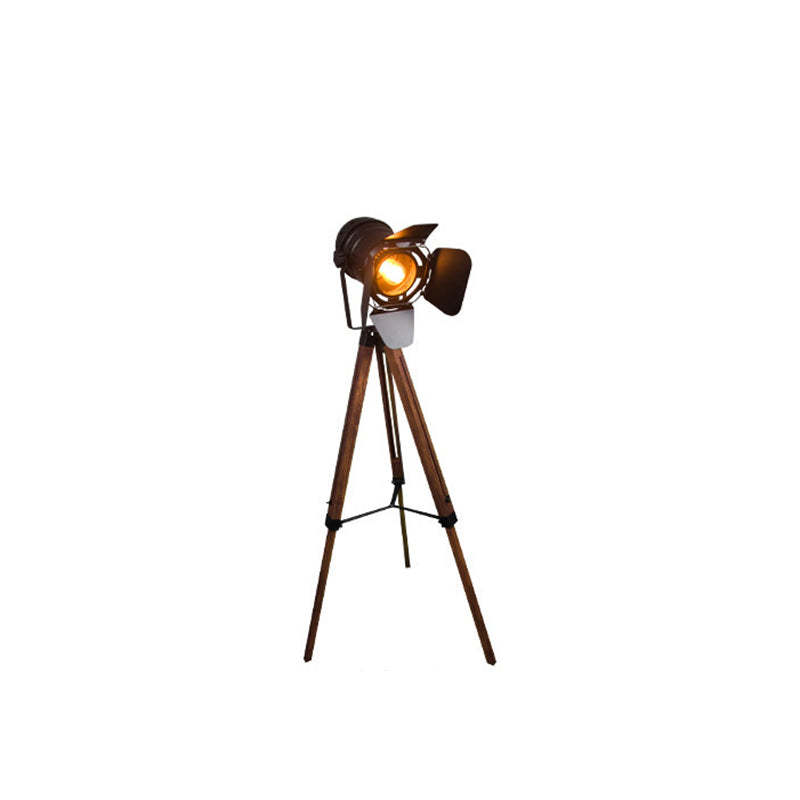 Contemporary Camera Iron Wood Floor Lamp