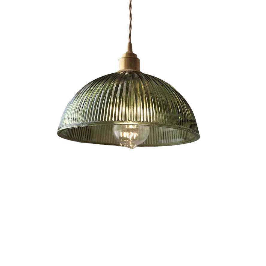 Nordic Striped Glass Brass Hat Pendant
