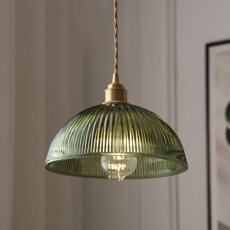 Nordic Striped Glass Brass Hat Pendant