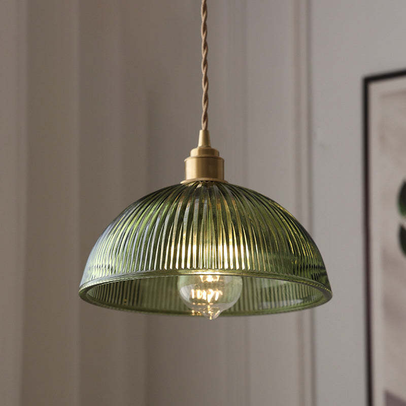 Nordic Striped Glass Brass Hat Pendant
