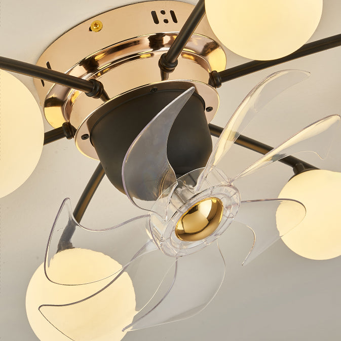 Nordic Iron Glass Ball 6/9-Light Semi-Flush Fan Light