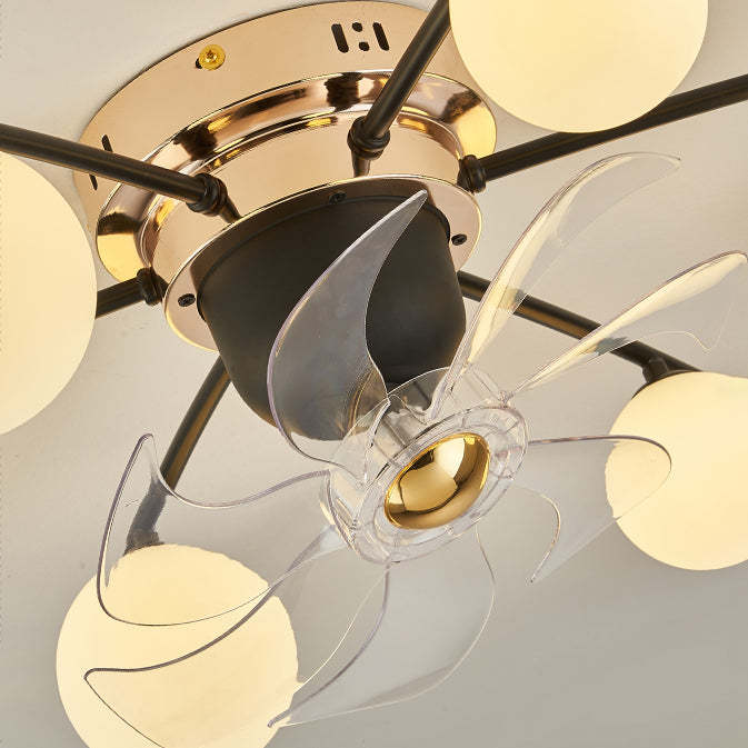 Nordic Iron Glass Ball 6/9-Light Semi-Flush Fan Light