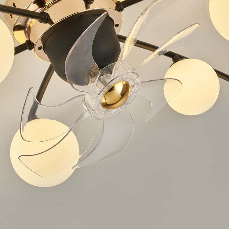 Nordic Iron Glass Ball 6/9-Light Semi-Flush Fan Light