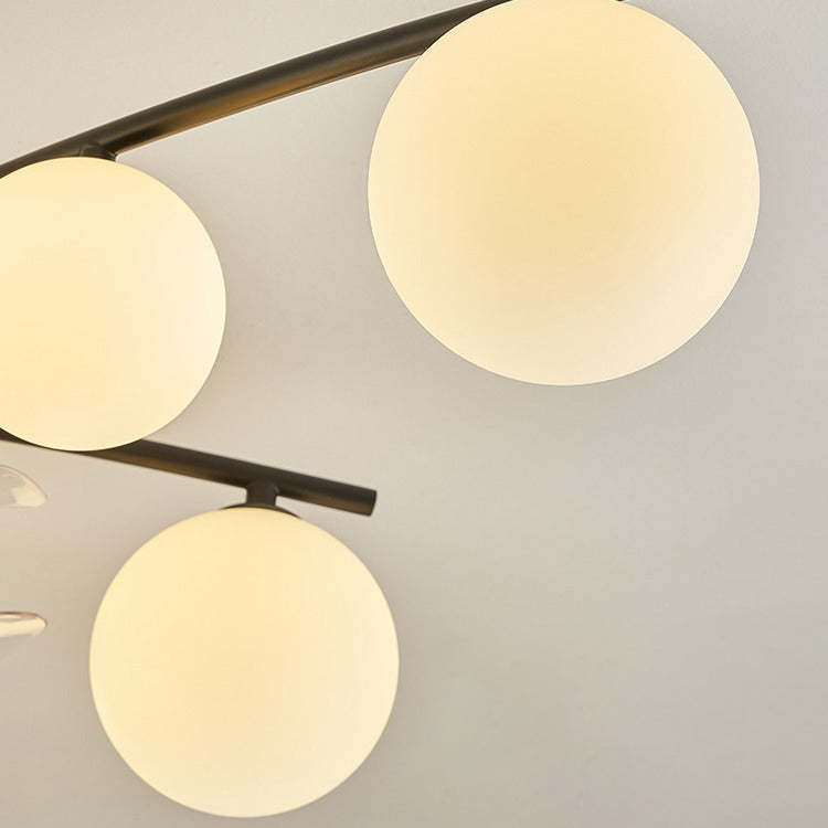 Nordic Iron Glass Ball 6/9-Light Semi-Flush Fan Light