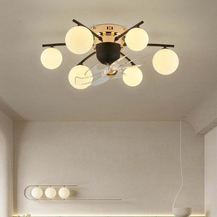 Nordic Iron Glass Ball 6/9-Light Semi-Flush Fan Light