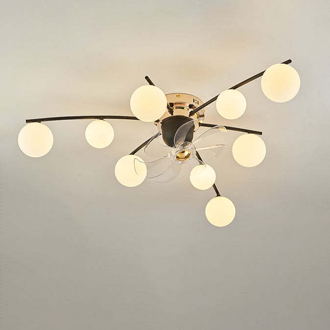 Nordic Iron Glass Ball 6/9-Light Semi-Flush Fan Light