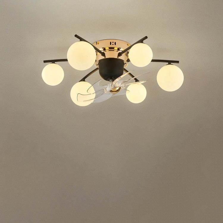 Nordic Iron Glass Ball 6/9-Light Semi-Flush Fan Light