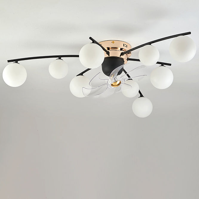 Nordic Iron Glass Ball 6/9-Light Semi-Flush Fan Light
