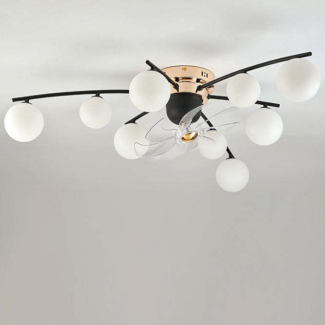 Nordic Iron Glass Ball 6/9-Light Semi-Flush Fan Light
