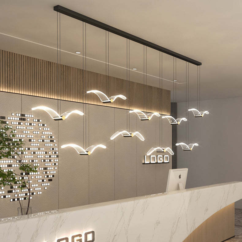 Contemporary Seagull Iron Acrylic LED Pendant
