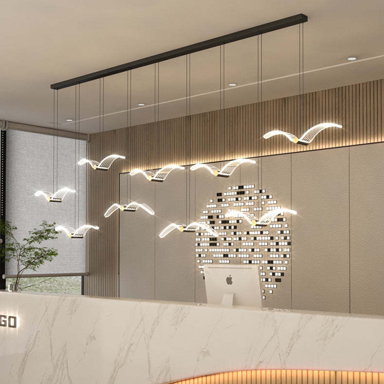 Contemporary Seagull Iron Acrylic LED Pendant