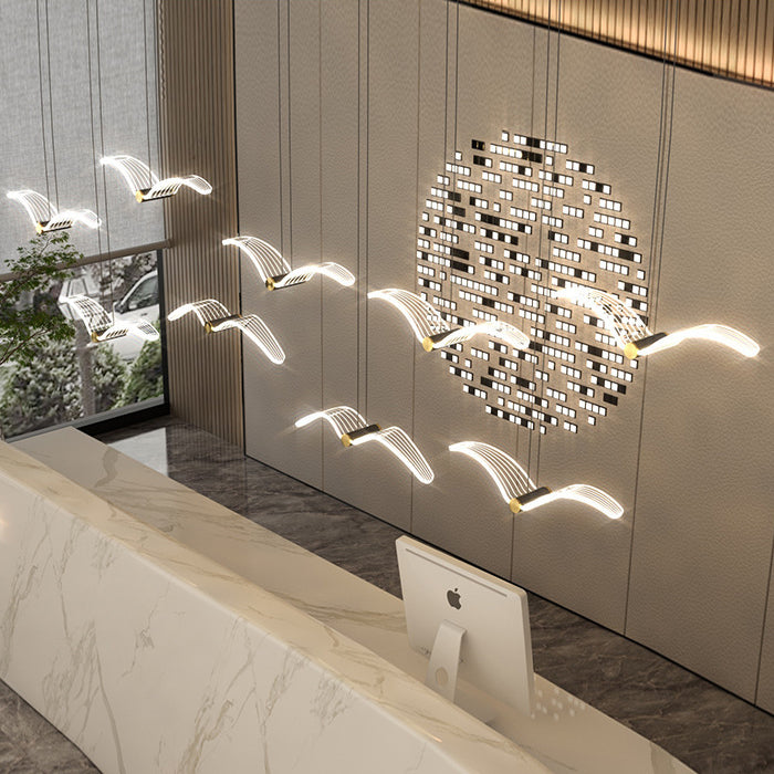 Contemporary Seagull Iron Acrylic LED Pendant