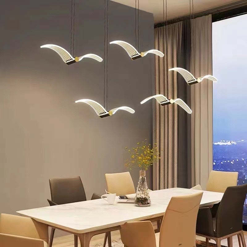 Contemporary Seagull Iron Acrylic LED Pendant