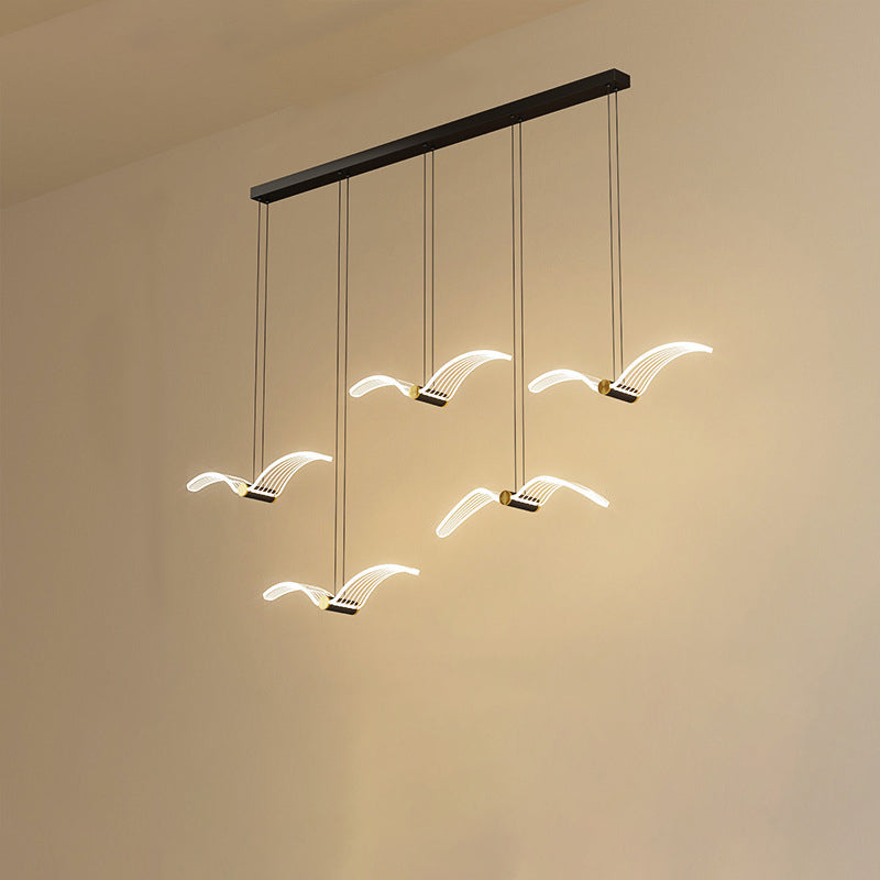 Contemporary Seagull Iron Acrylic LED Pendant
