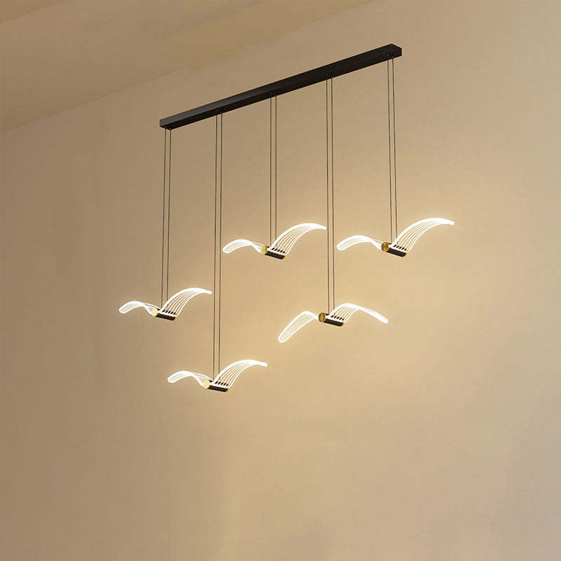 Contemporary Seagull Iron Acrylic LED Pendant