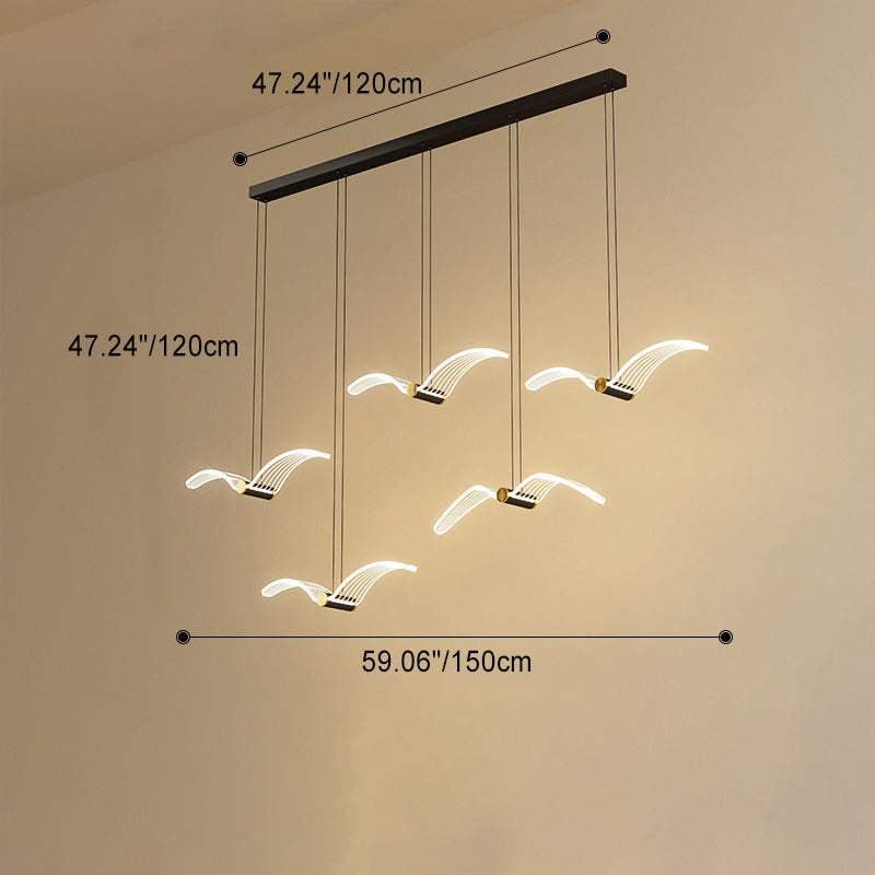 Contemporary Seagull Iron Acrylic LED Pendant