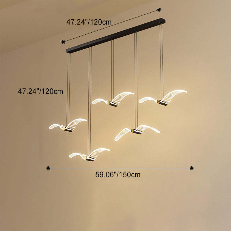 Contemporary Seagull Iron Acrylic LED Pendant