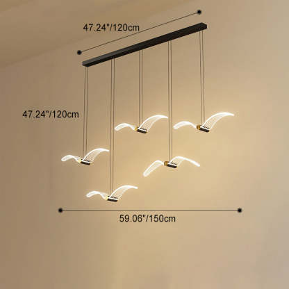 Contemporary Seagull Iron Acrylic LED Pendant
