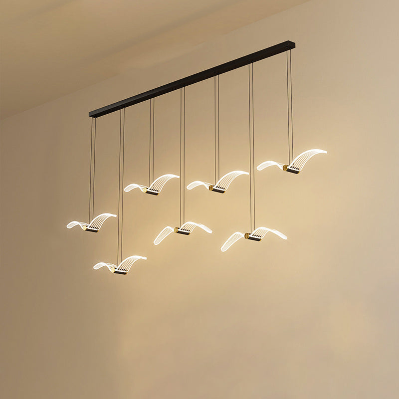 Contemporary Seagull Iron Acrylic LED Pendant