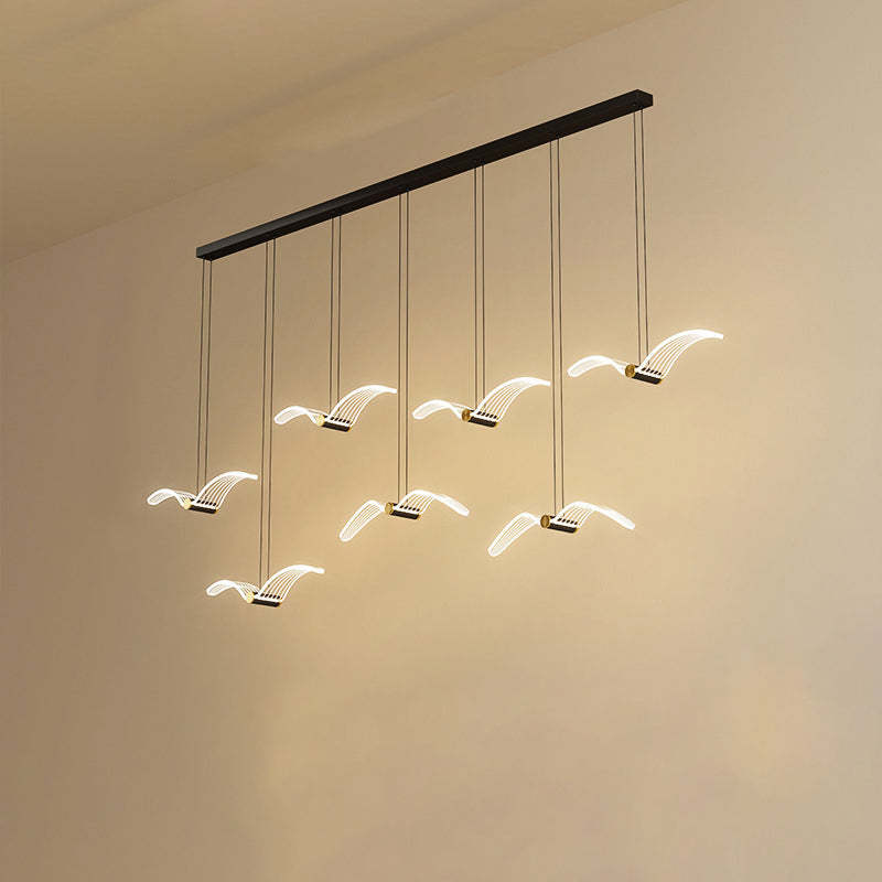 Contemporary Seagull Iron Acrylic LED Pendant
