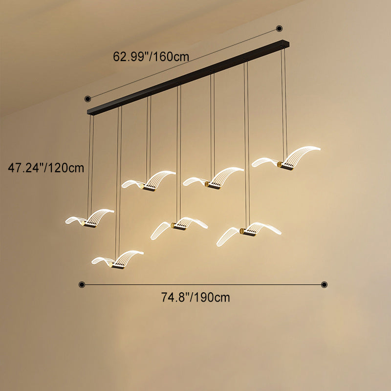 Contemporary Seagull Iron Acrylic LED Pendant