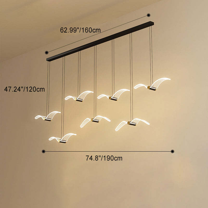 Contemporary Seagull Iron Acrylic LED Pendant