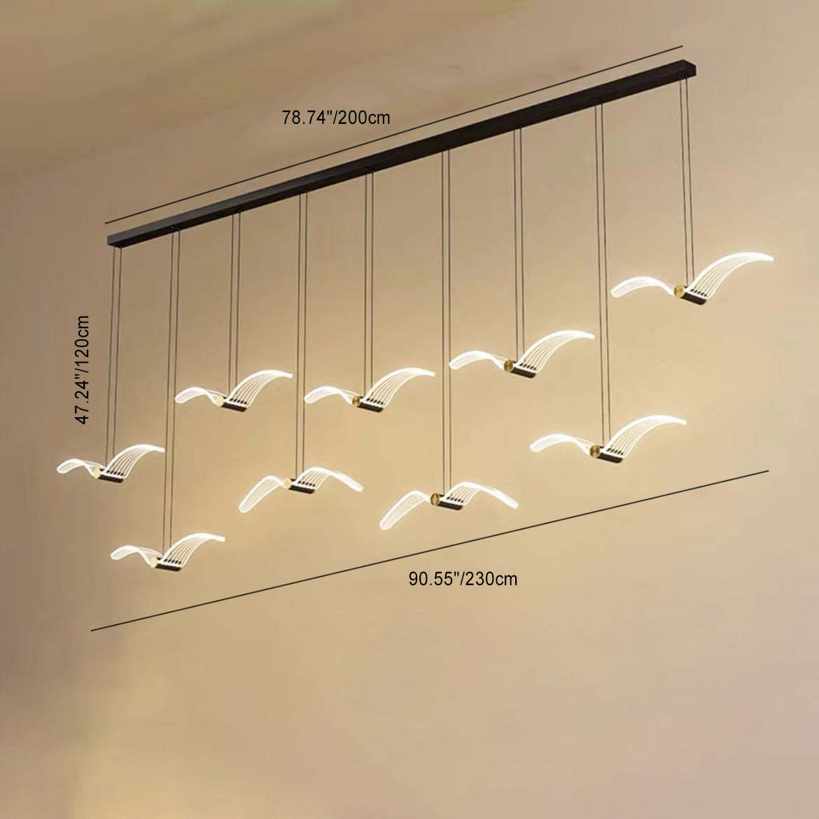 Contemporary Seagull Iron Acrylic LED Pendant