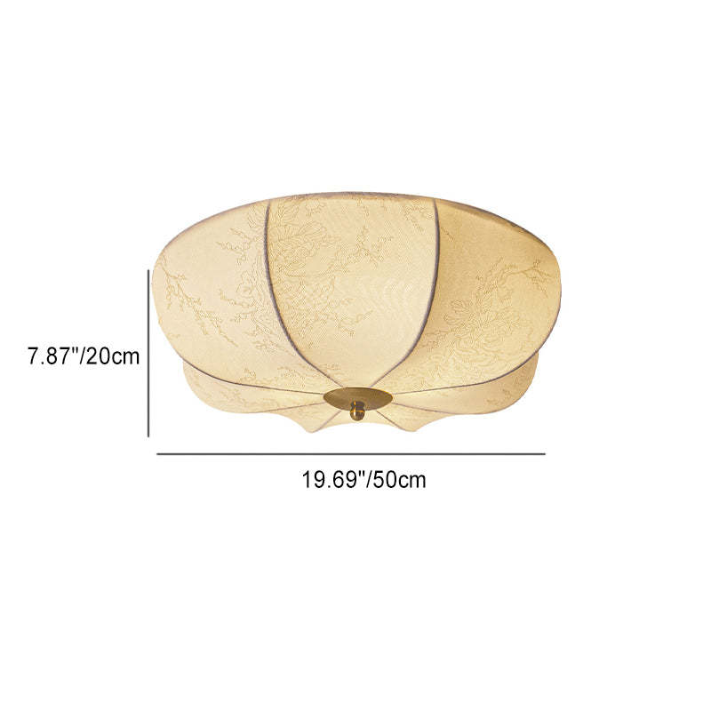 Retro Pattern Fabric Iron 3-Light Flush Mount