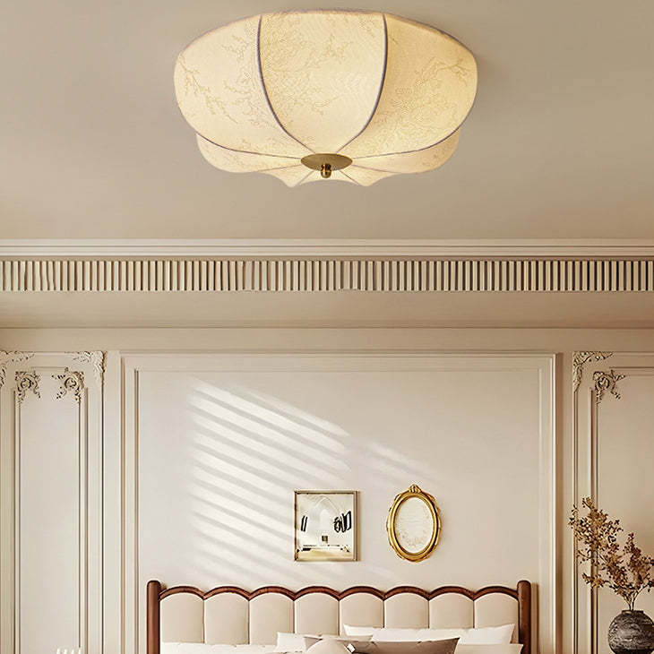 Retro Pattern Fabric Iron 3-Light Flush Mount