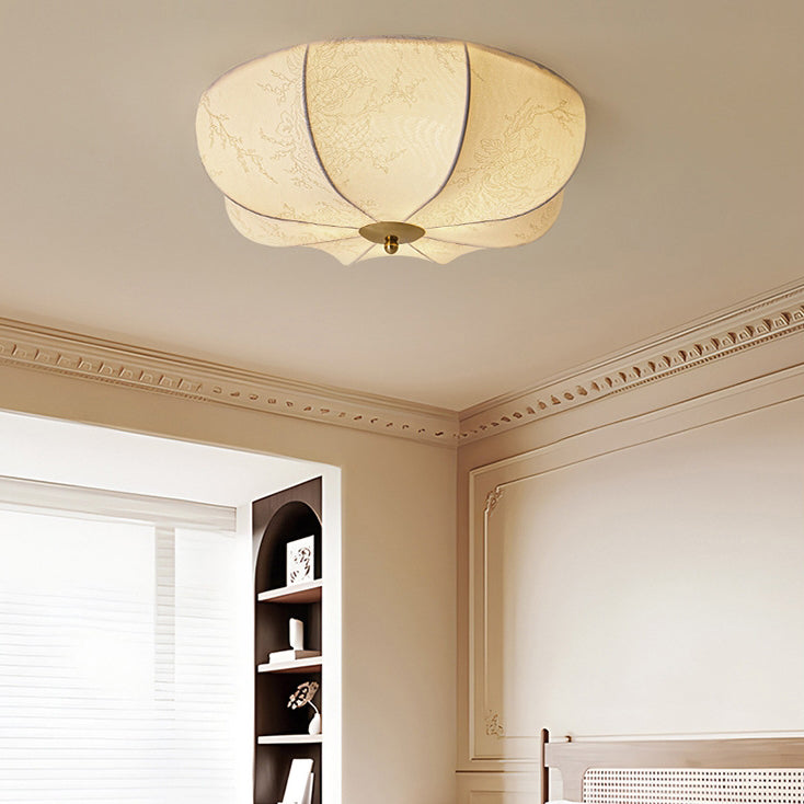 Retro Pattern Fabric Iron 3-Light Flush Mount