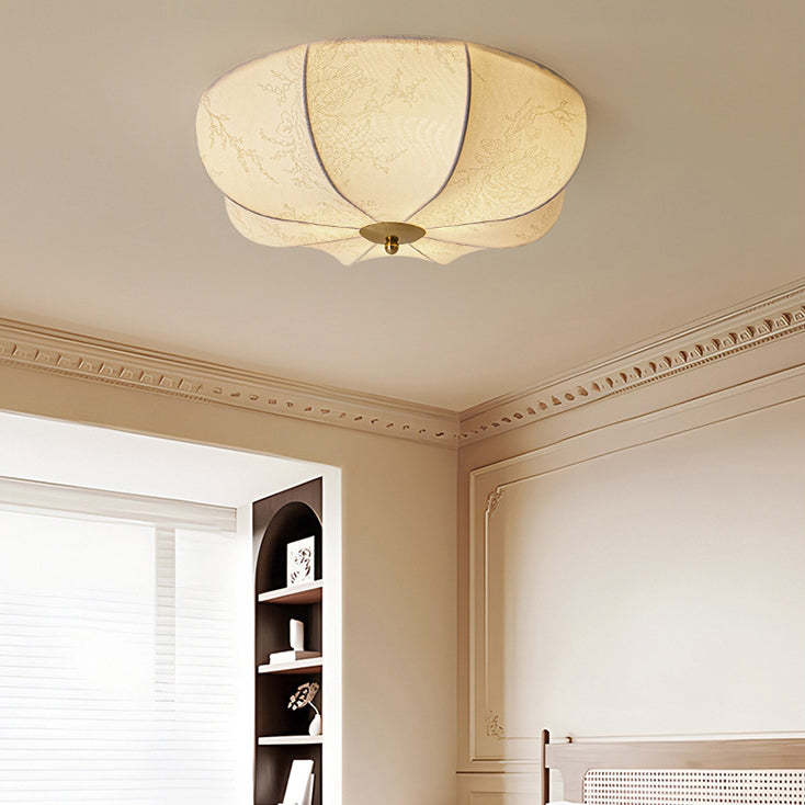 Retro Pattern Fabric Iron 3-Light Flush Mount