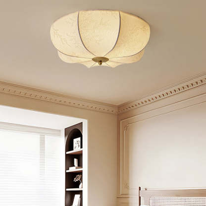 Retro Pattern Fabric Iron 3-Light Flush Mount