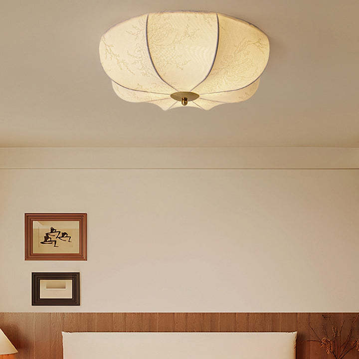 Retro Pattern Fabric Iron 3-Light Flush Mount