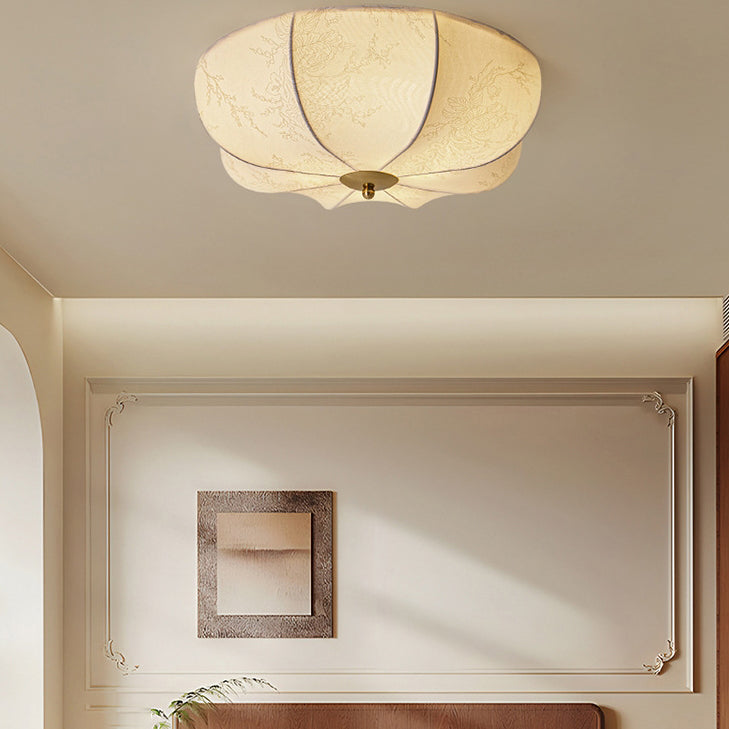 Retro Pattern Fabric Iron 3-Light Flush Mount