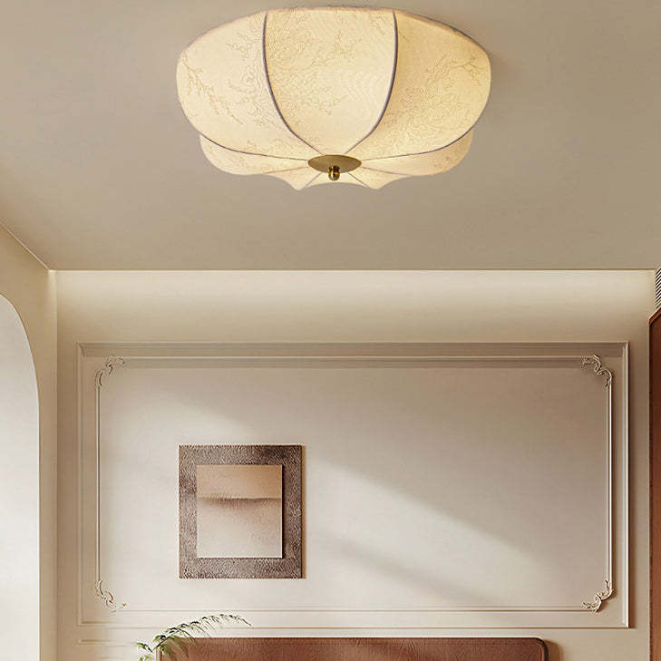 Retro Pattern Fabric Iron 3-Light Flush Mount