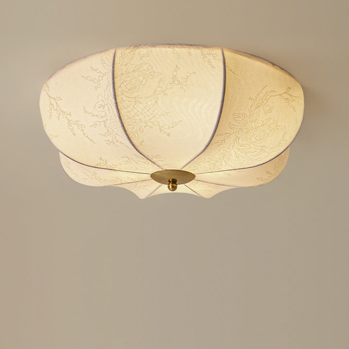 Retro Pattern Fabric Iron 3-Light Flush Mount