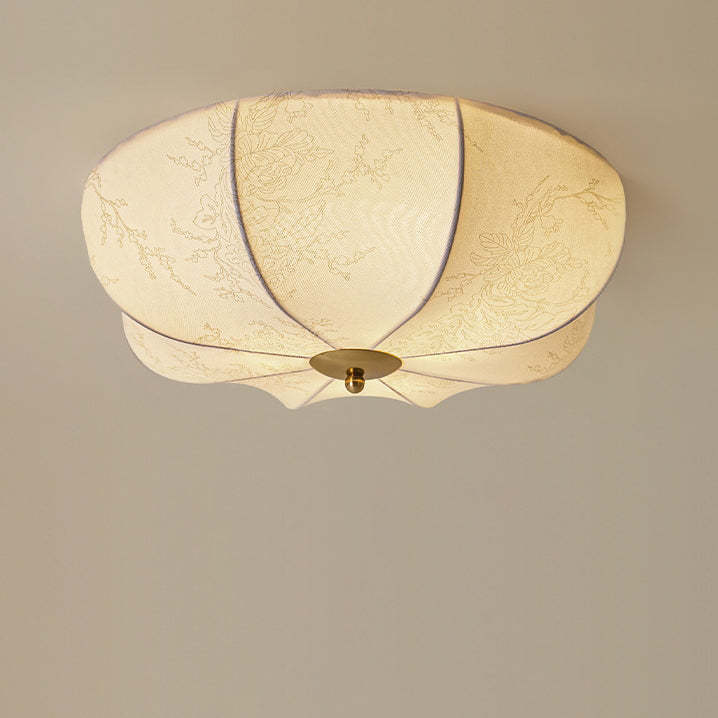 Retro Pattern Fabric Iron 3-Light Flush Mount