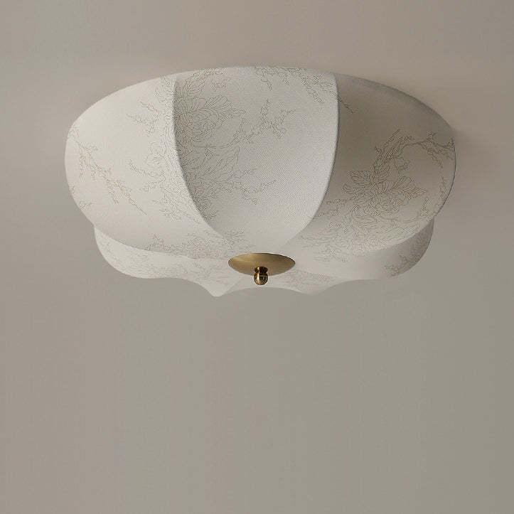 Retro Pattern Fabric Iron 3-Light Flush Mount