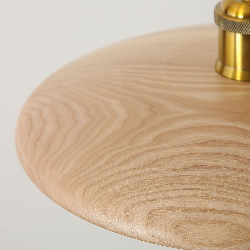 Chinese Umbrella Aluminum Solid Wood Pendant Light — Wood Color / 110V-120V For US/CA